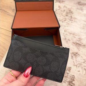 Coach Charcoal Zip Card Case